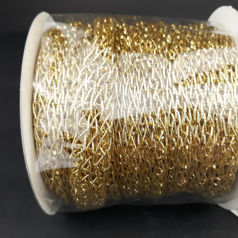 Sullivans Gold Color Wired Rope Chain Ribbon 10 Yd - Picture 3 of 8